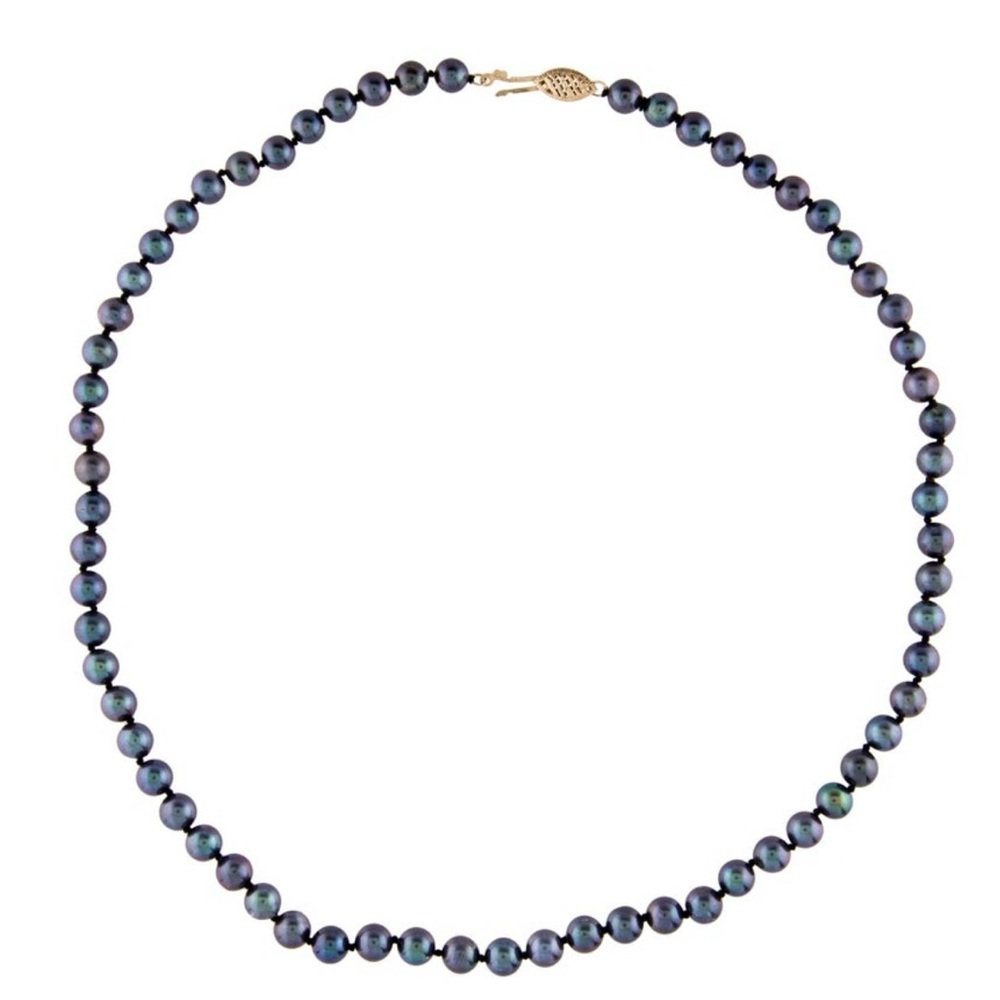 14K Gold Black Pearl Necklace